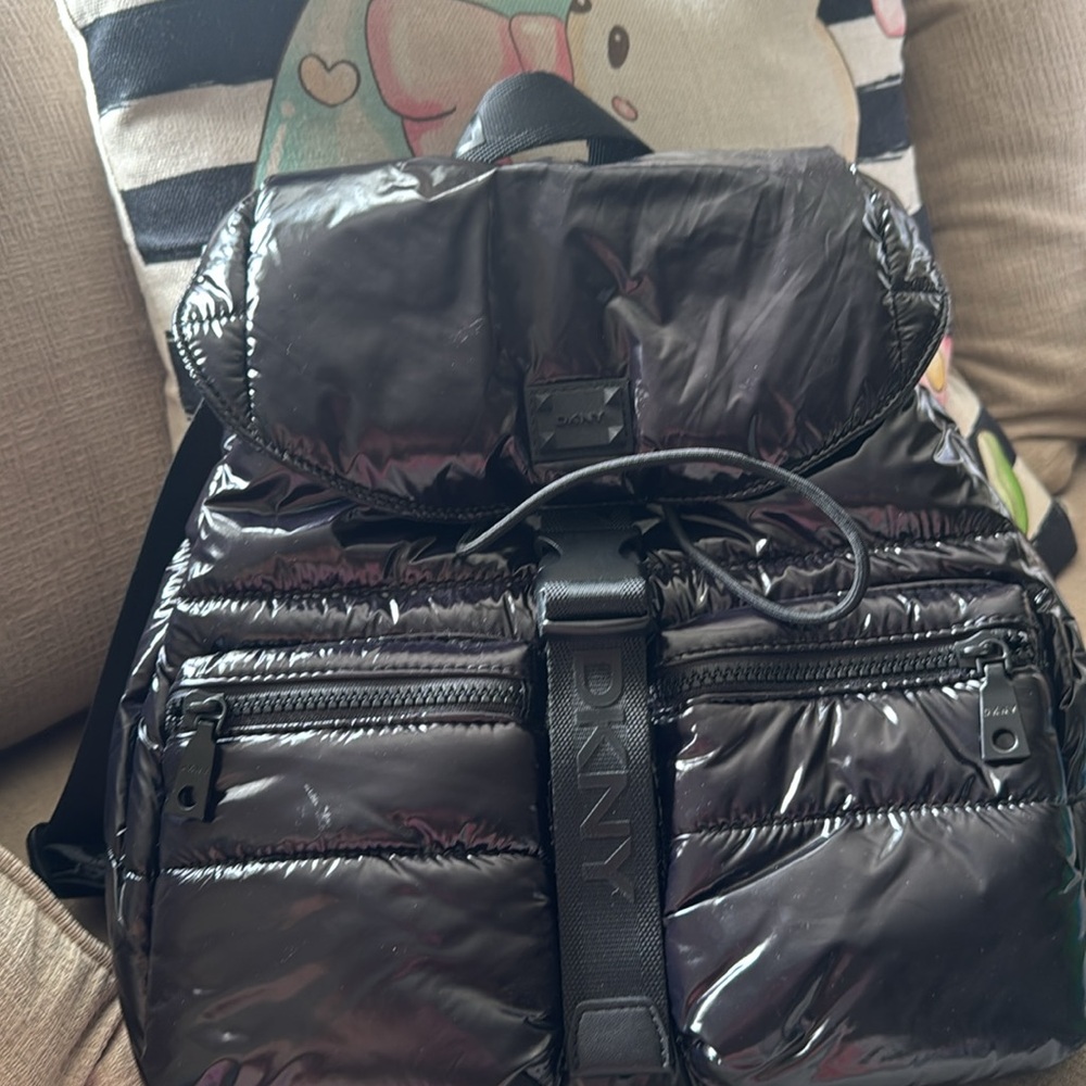 DKNY Black Puffer Signature Backpack - Picture 3 of 6